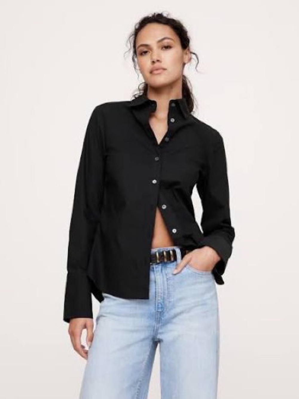 Banana Republic Women’s Linen Black Button-Down Shirt XS